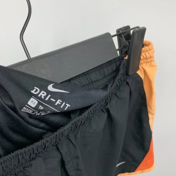Nike Running Shorts Black Orange Dri Fit Lined Mesh Drawstring - Picture 2 of 8